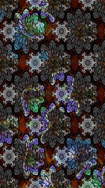 Flat Flower Elements Design. Sketch Colour Spring Theme sketch pattern Background. Cute flower raster pattern. Flowers on black and gray colors.