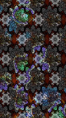 Flat Flower Elements Design. Sketch Colour Spring Theme sketch pattern Background. Cute flower raster pattern. Flowers on black and gray colors.