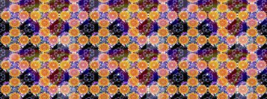 Modern stil dokusu. Çiçek desenli raster, turuncu çizgi grafik desenli soyut raster arkaplan.