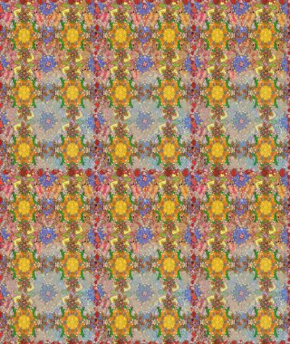 Çiçekli karalama şeklinde Raster çiçek deseni. Nazik, narin çiçek arkaplanı. Bej ve kahverengi renkte çiçekler.