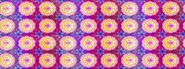 Süslü kumaş deseni. Renkli Bahar Teması eskiz kalıbı. Düz Çiçek Elementleri Tasarımı. Raster illüstrasyonunda çiçek deseni çizimi.