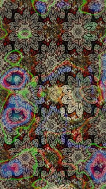 Bahar çiçekleriyle güzel bir çiçek deseni çizmişsin. Güzel kumaş deseni. Raster illüstrasyonu.