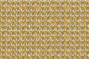 Raster Golden Mehndi kusursuz desen. Kına dövmeli süs çiçekleri, altın çıkartmalar, mehndi ve yoga tasarımı, kartlar ve parmak izleri. Bej, sarı ve kahverengi desenler.