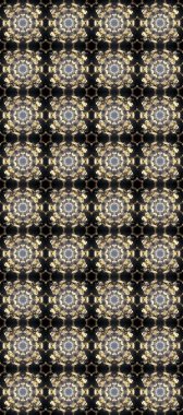 Damask arkaplanı tekerrür ediyor. Antika altın tekrarlanabilir duvar kağıdı. Gri, kahverengi ve bej renklerde altın element. Barok tarzında altın çiçek süsü..