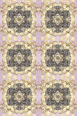 Tarafsız, bej ve gri renklerde altın elementlerle pürüzsüz bir desen. Şam tasarım için kusursuz desen.