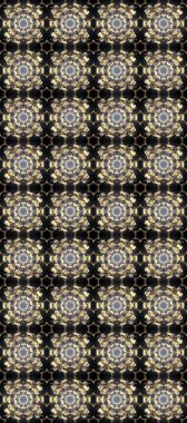 Damask arkaplanı tekerrür ediyor. Antika altın tekrarlanabilir duvar kağıdı. Gri, kahverengi ve bej renklerde altın element. Barok tarzında altın çiçek süsü..