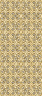 Kusursuz ortaçağ çiçek deseni. Raster illüstrasyonu. Renkli altın. Dekoratif simetri arabesk. Doğum günü, davetiye ya da afiş için tebrik kartı.