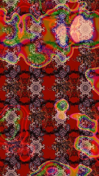 Modern stil dokusu. Çiçek desenli raster, kırmızı çizgi grafik deseni soyut raster arkaplan.