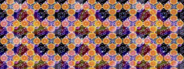 Çiçek desenli raster, turuncu çizgi grafik desenli soyut raster arkaplan. Modern stil dokusu.