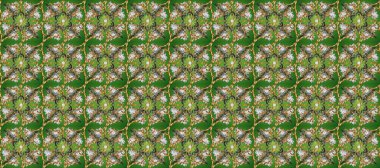 Yeşil, gri ve kahverengi renklerde altın elementlerle kusursuz desen. Klasik klasik klasik arka plan. Raster illüstrasyonu. Geleneksel oryantasyon süsü. Kusursuz klasik raster altın desenli.