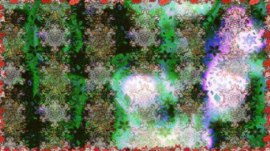 Renkli Bahar Temalı Kusursuz Arkaplan. Şirin çiçek elementleri. Kusursuz desenli, modaya uygun kumaş deseni. Raster illüstrasyonu. Düz Çiçek Elementleri Tasarımı.