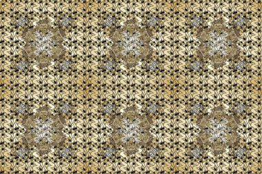 Kahverengi, nötr ve bej renklerde altın tekrarlayan elementlerle soyut arkaplan. Kusursuz oryantal klasik altın desen.