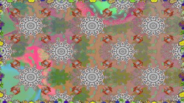 Raster kusursuz. Güzel kumaş deseni. Düz Çiçek Elementleri Tasarımı. Renkli Bahar Temalı Kusursuz Arkaplan. Çiçek deseni.