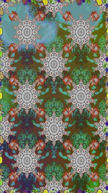 Kusursuz desen. Raster illüstrasyonu. Ultraviyole kumaş deseni. Organik motif arkaplanı.