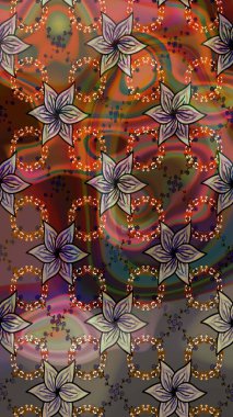 Halk tarzı. Parlak renkli çiçekleri ve kahverengi renkli yaprakları olan harika bir çiçek deseni. Modern çiçek arkaplanı. Moda baskıları için zarif bir şablon.