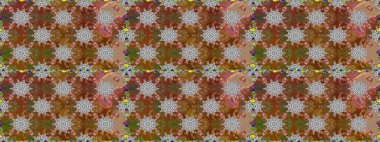 Miles Fleur, süslü püslü bir süs. Tomurcukları papatya çiçekleri olan sevimli bir çiçek deseni. Eskiz geçmişi. Kumaş, tekstil, duvar kağıdı baskısı için. Eski usul. Raster illüstrasyonu.