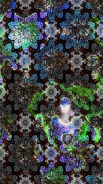 Raster illüstrasyonu. Organik motif arka planı. Çizim kalıbı. Ultraviyole kumaş deseni.