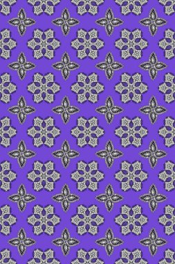 Mor renkte çiçekler, gri ve nötr renkler suluboya stilinde. Raster illüstrasyonunda kusursuz çiçek deseni.