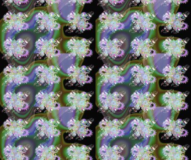 Yeşil renkler üzerine çiçek desenli çizimler, el yapımı papatyalar, papatyalar. Tekrarlayan çiçek arkaplanı, zarif yeşil çiçek duvar kağıdı.