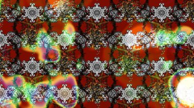 Raster illüstrasyonundaki çiçek desenli çizim. Kahverengi, gri ve kırmızı renkte çiçekler.