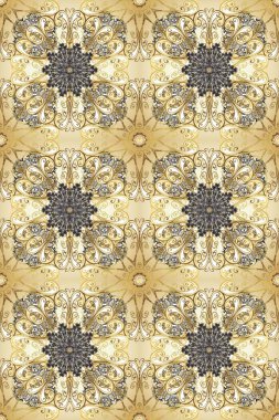 Geleneksel oryantasyon süsü. Kusursuz klasik bej, nötr ve altın desenli. Klasik vintage arkaplan.