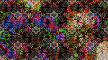 Raster illüstrasyonu. Şirin karalamalı çiçek desenli çizim. Raster illüstrasyonu. Eskiz tarzı siyah renkler. El yapımı çiçek ve bitki koleksiyonu.