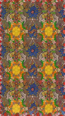 Anti-stres için soyut örnek sayfası. Kahverengi ve yeşil renklerde. Raster illüstrasyonu.