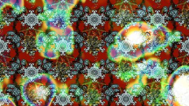 Şirin çiçek elementleri. Raster illüstrasyonu. Robot resim. Yeşil renkte çiçekler.