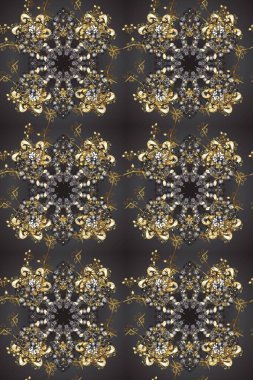 Damask altın soyut çiçek renkler üzerinde kusursuz desen. Raster illüstrasyonu. Süsleme.