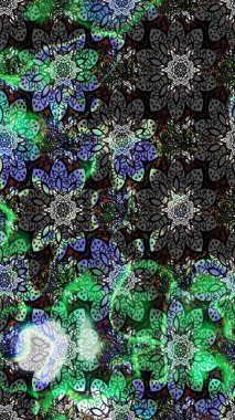 Cute floral elements. Flowers on gray and black colors. Raster illustration. Sketch.