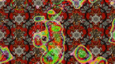 Kahverengi, kırmızı ve gri kıvırcık çiçekler kahverengi, kırmızı ve gri renklerde şekillenir. Raster illüstrasyonu. Klasik çiçek tasarım elementleri.