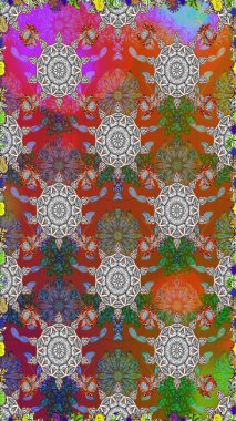 Kahverengi ve gri renkte güzel bir tekstil. Çiçeklerle suluboya desenli çiçek deseni. Raster illüstrasyonu.