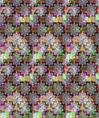 Raster hisseleri. Eskiz arkaplan modeli. Gri üzerine çiçekler. Suluboya, elle çizilmiş.