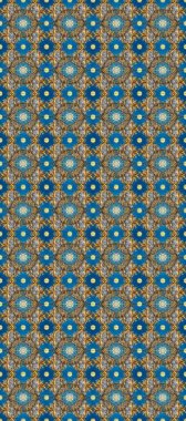 Raster illüstrasyonu. Süslü dekorasyon. Damask altın soyut çiçek mavi, kahverengi ve gri renkler üzerinde pürüzsüz desen.