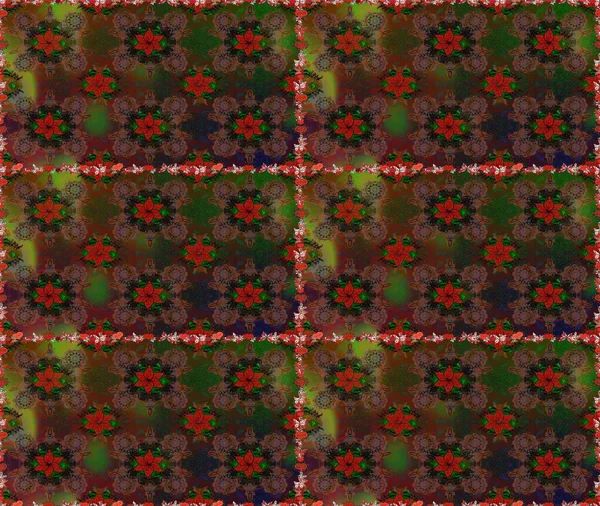 Renkli Bahar Temalı Kusursuz Arkaplan. Raster. Düz Çiçek Elementleri Tasarımı.