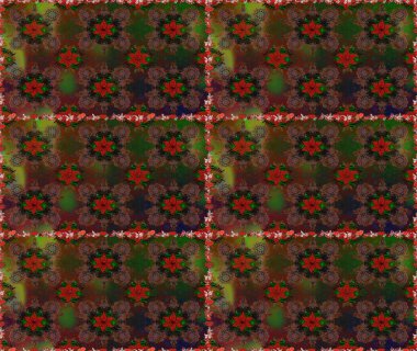 Renkli Bahar Temalı Kusursuz Arkaplan. Raster. Düz Çiçek Elementleri Tasarımı.