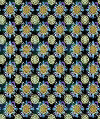 Renkli Bahar Temalı Kusursuz Arkaplan. Güzel çiçek deseni. Düz Çiçek Elementleri Tasarımı. Siyah ve nötr renkte çiçekler.