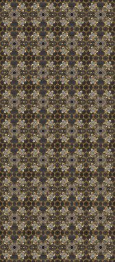 Damask gold abstract flower seamless pattern on gray, brown and beige colors. Ornate decoration. Raster illustration.