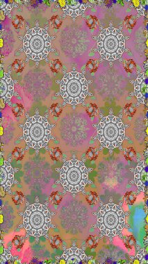 Raster illüstrasyonu. Çiçeksiz arka plan. Şatafatlı bahar bahçesi dokusu. Çiçek deseni.