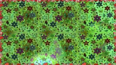 Raster düz çiçekleri pürüzsüz desen. Yeşil ve gri renkli çiçekler. Tasarım hediye paketi, tebrik kartları, posterler ve afiş tasarımı.