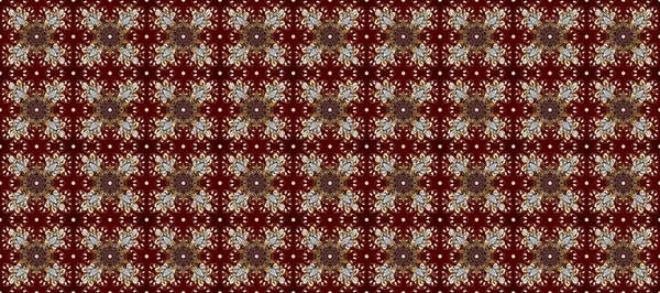 Paisleys zarif çiçek desenli arkaplan duvar kâğıdı çizimi. Klasik stil, güzel, modern, üç boyutlu sanat eseri. Altın, kahverengi, kırmızı ve bej desenli desenli çiçek yaprakları ve süslemeleri var..