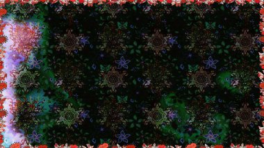 Raster illüstrasyonunda kusursuz çiçek deseni. Suluboya tarzında siyah ve gri renkte çiçekler.