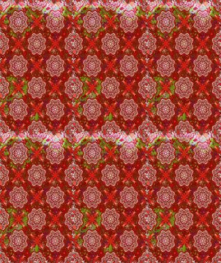 Raster illüstrasyonunda kusursuz çiçek deseni. Renkli Bahar Temalı Kusursuz Arkaplan. Düz Çiçek Elementleri Tasarımı. Kırmızı renkte çiçekler.