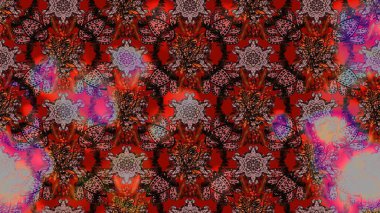 Nazik, yaz çiçekleri kahverengi ve kırmızı renklerde. Küçük çiçekteki sevimli çiçek deseni. Raster deseni. Raster illüstrasyonu.