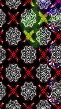 Siyah renklerde. 3D çiçekler, eskiz. Raster illüstrasyonu.