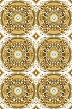 Çizgi sanatı tasarım şablonu için kusursuz sınır. Doğu tarzı element. Altın desenli çiçek dekoru. Davetiyeler, kartlar, web sayfası için Raster illüstrasyon. Bej, nötr kahverengi renkte altın element.