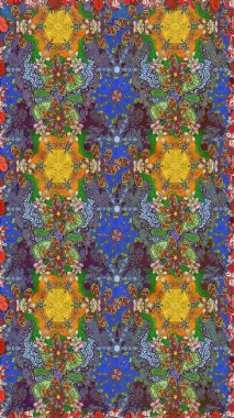 Raster. Tomurcukları çiçek olan sevimli bir çiçek deseni. Kumaş, tekstil, duvar kağıdı baskısı için. Eski usul. Kusursuz bir geçmişi var. Raster illüstrasyonu.