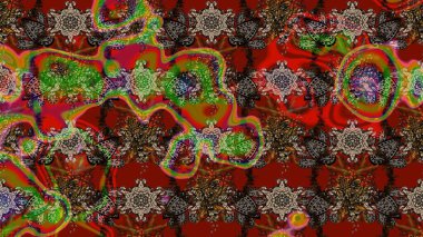 Kahverengi ve kırmızı renklerde. Raster deseni. Raster illüstrasyonu. Soyut çiçek çizim kalıbı arka planı. Küçük çiçekte sevimli çiçek deseni var..