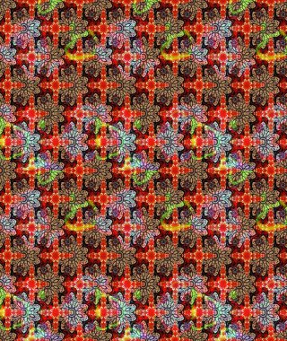 Kırmızı renkte çiçekler. Hediye ambalaj kağıdı, tebrik kartları, posterler ve pankart tasarımı. Raster düz çiçek çizim deseni.