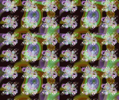 Çiçek grisi ve yeşil çizim deseni. Raster Yumuşak kumaş deseni. Klasik taslak çizimi. Raster çiçek izi..